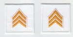 SGT Sergeant Chevron DARK GOLD on WHITE collar patches SOLID STYLE